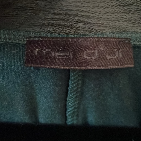 Forest green dress with green leather look trim. - Picture 2 of 3